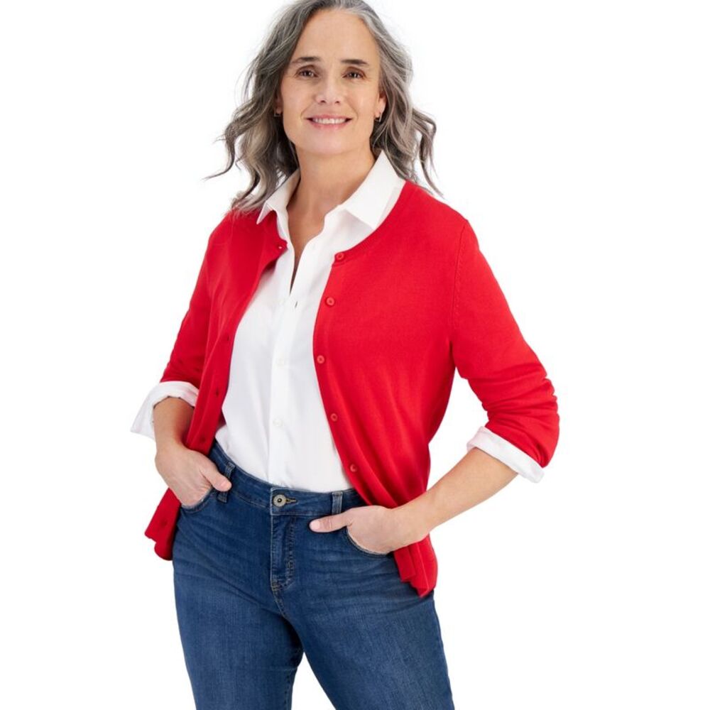 Plus Size Button-Front Cardigan - Picture 2 of 4